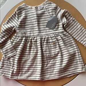 Buho Striped Long Sleeve Dress with Pockets